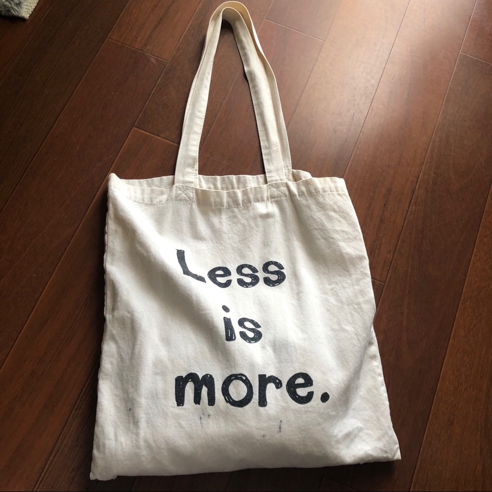 Less is more shopping bag totes cotton/linen